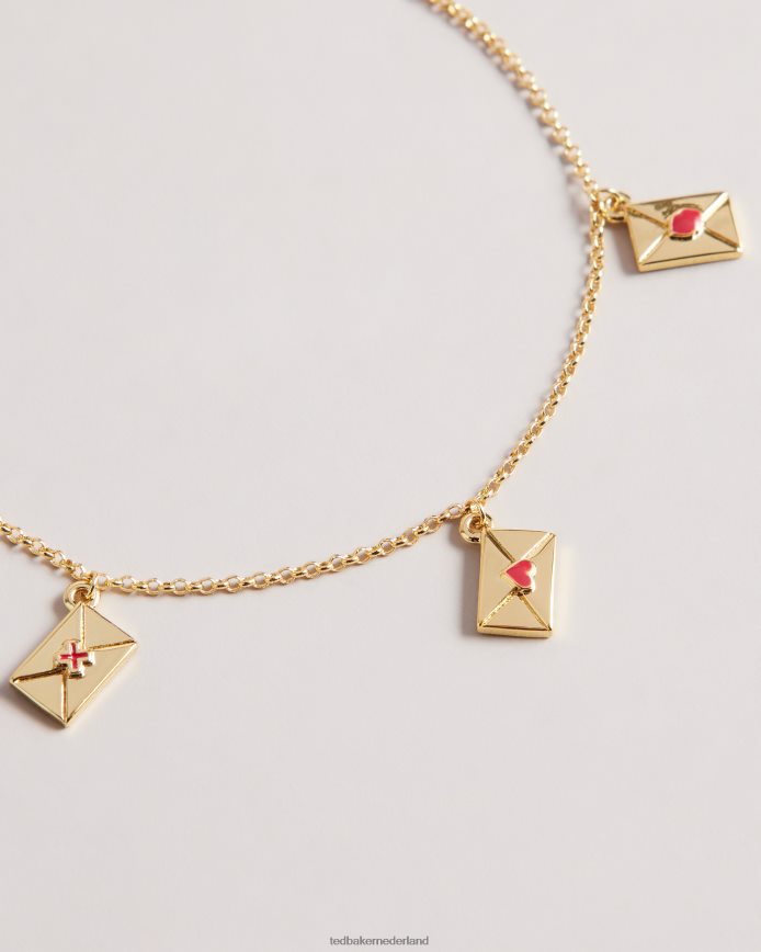 Ted Baker Larsela liefdesbrief bedelarmband rood juwelen vrouwen 6R02N1066