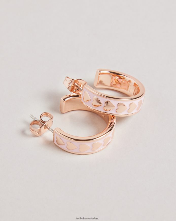 Ted Baker Emrie emaille hart hoepel oorbellen bleekroze juwelen vrouwen 6R02N1045