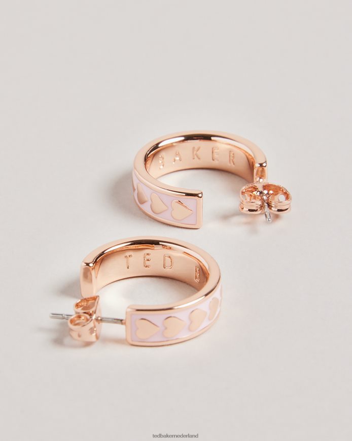Ted Baker Emrie emaille hart hoepel oorbellen bleekroze juwelen vrouwen 6R02N1045