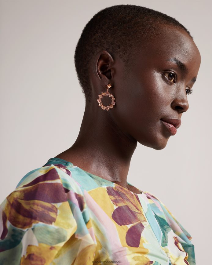 Ted Baker Kristallen hoepel oorbellen roségouden kleur juwelen vrouwen 6R02N1021