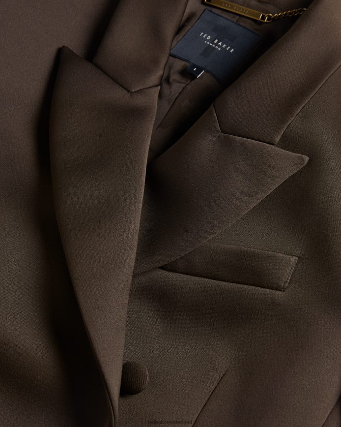 Ted Baker Seraph satijnen boyfriend blazer met dubbele rij knopen donker bruin kleding vrouwen 6R02N108