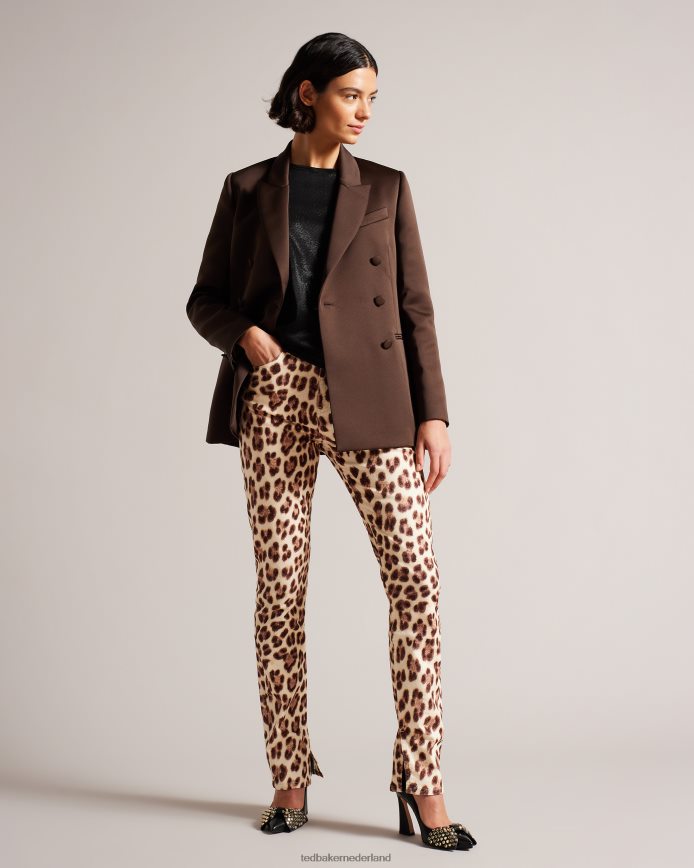 Ted Baker Seraph satijnen boyfriend blazer met dubbele rij knopen donker bruin kleding vrouwen 6R02N108