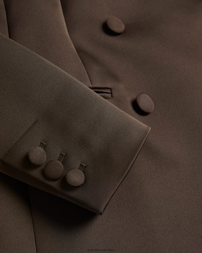 Ted Baker Seraph satijnen boyfriend blazer met dubbele rij knopen donker bruin kleding vrouwen 6R02N108