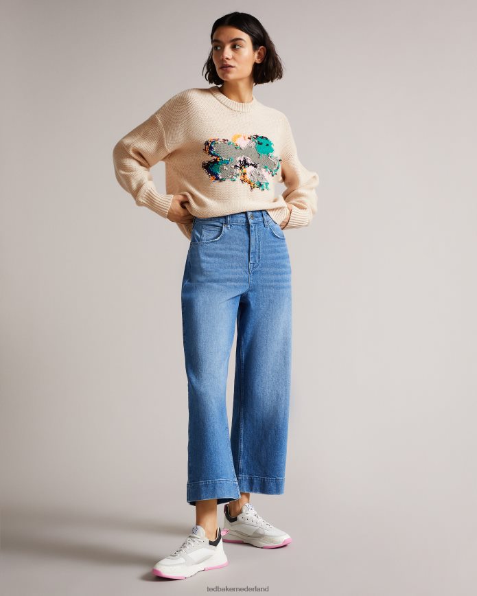 Ted Baker lejah getextureerde wollen trui met bloemenmotief lichtbruin kleding vrouwen 6R02N630