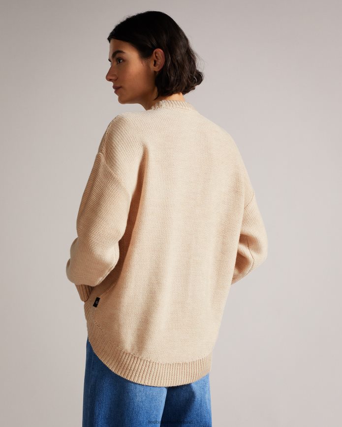 Ted Baker lejah getextureerde wollen trui met bloemenmotief lichtbruin kleding vrouwen 6R02N630