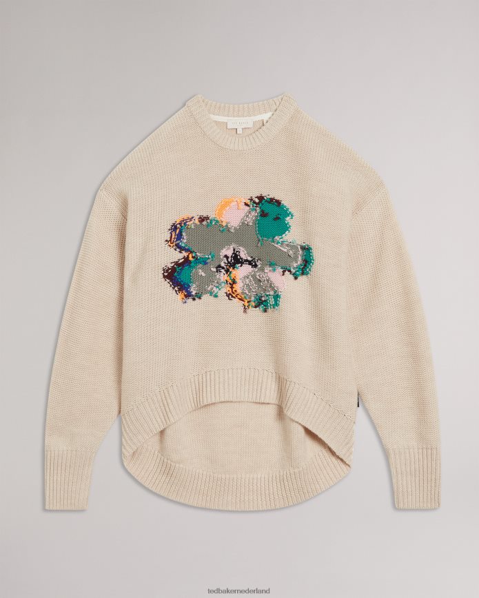 Ted Baker lejah getextureerde wollen trui met bloemenmotief lichtbruin kleding vrouwen 6R02N630