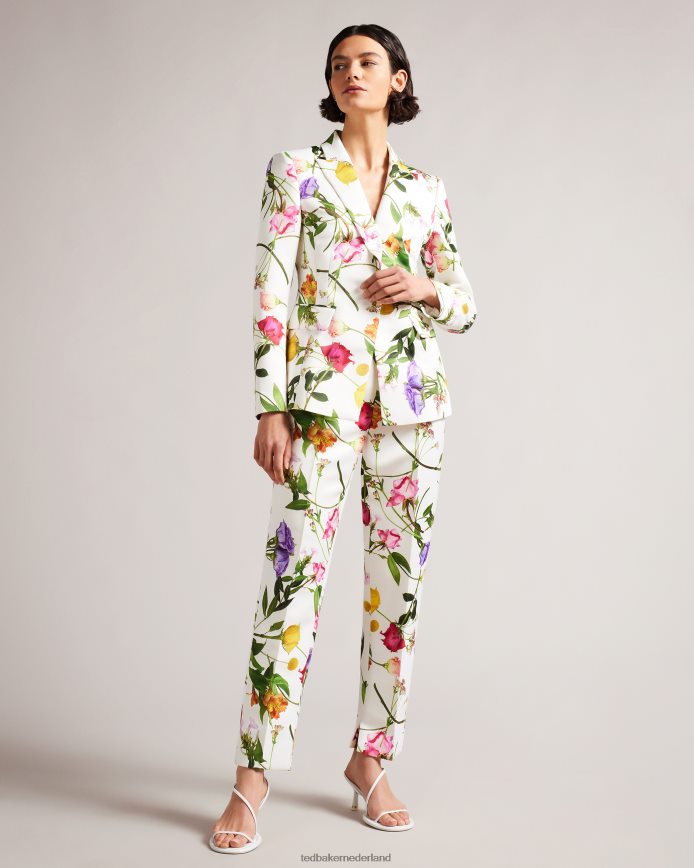 Ted Baker Broek met toelopende pijpen van ziaaht met bloemenprint wit kleding vrouwen 6R02N320