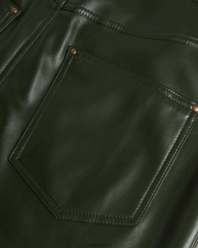 Ted Baker geruite broek van imitatieleer met rechte pijpen khaki kleding vrouwen 6R02N44