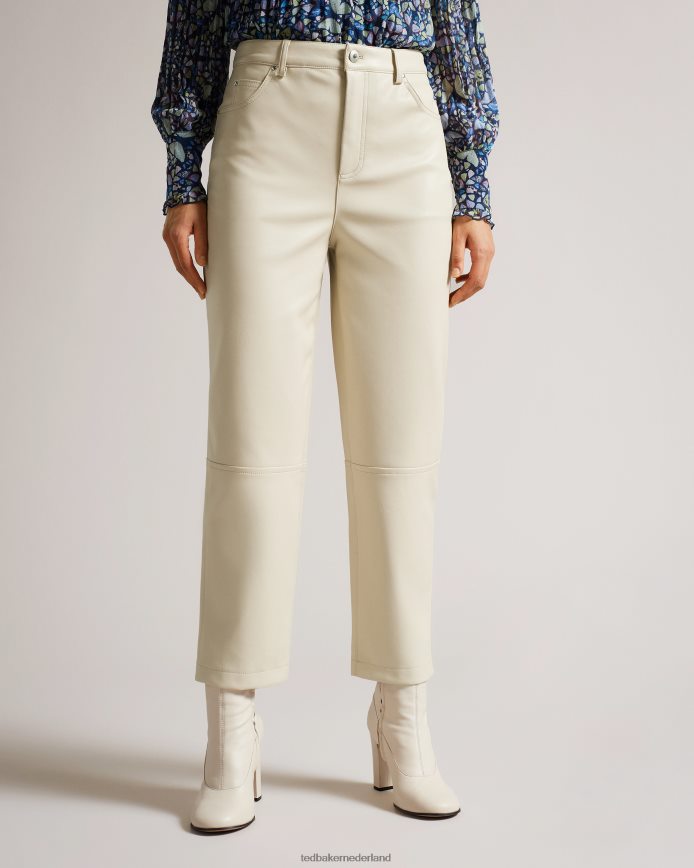 Ted Baker geruite broek van imitatieleer met rechte pijpen natuurlijk kleding vrouwen 6R02N119