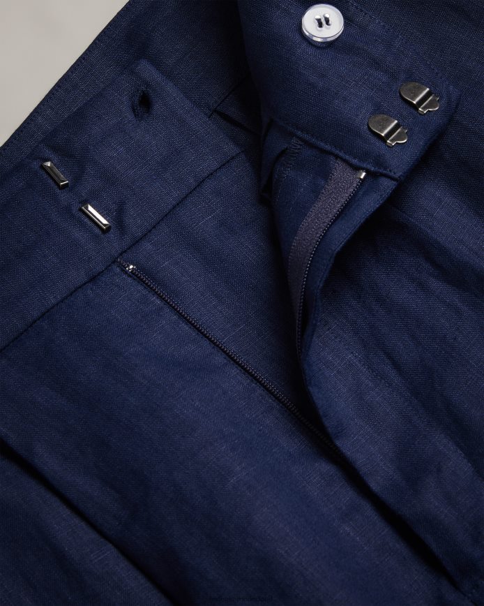 Ted Baker lucihh op maat gemaakte linnen broek met wijde pijpen marine kleding vrouwen 6R02N479