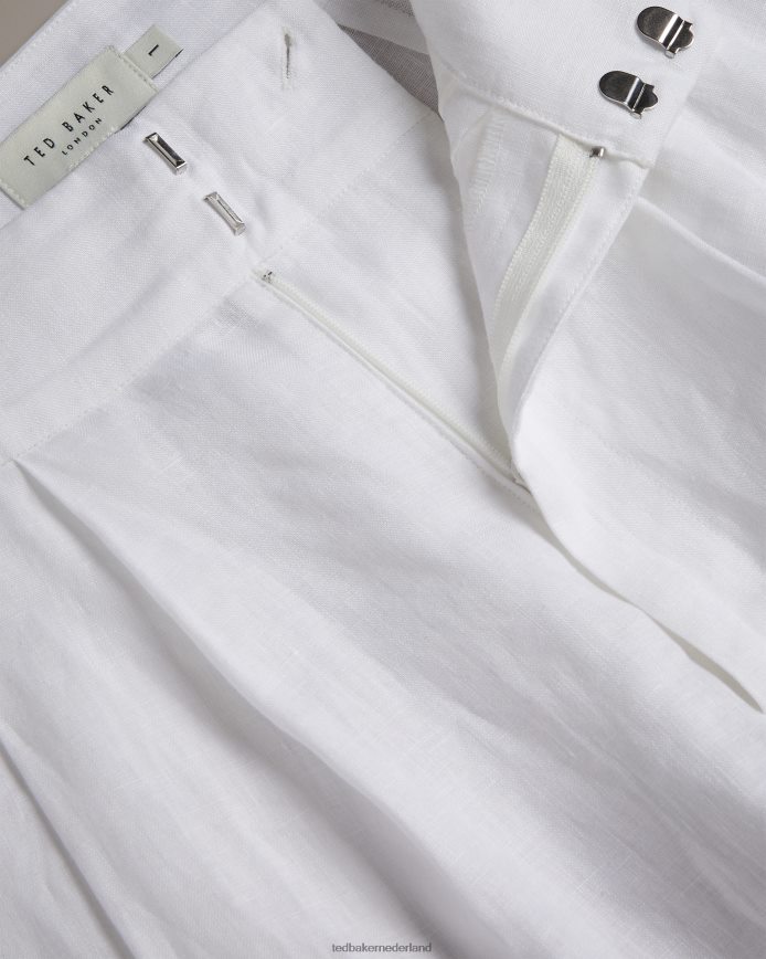 Ted Baker lucihh op maat gemaakte linnen broek met wijde pijpen wit kleding vrouwen 6R02N470