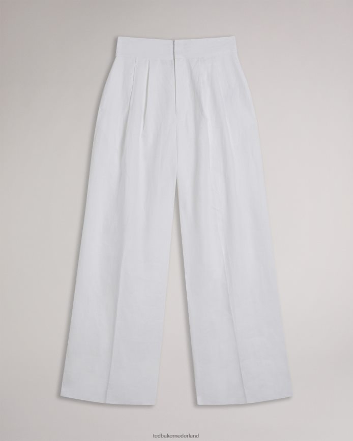 Ted Baker lucihh op maat gemaakte linnen broek met wijde pijpen wit kleding vrouwen 6R02N470