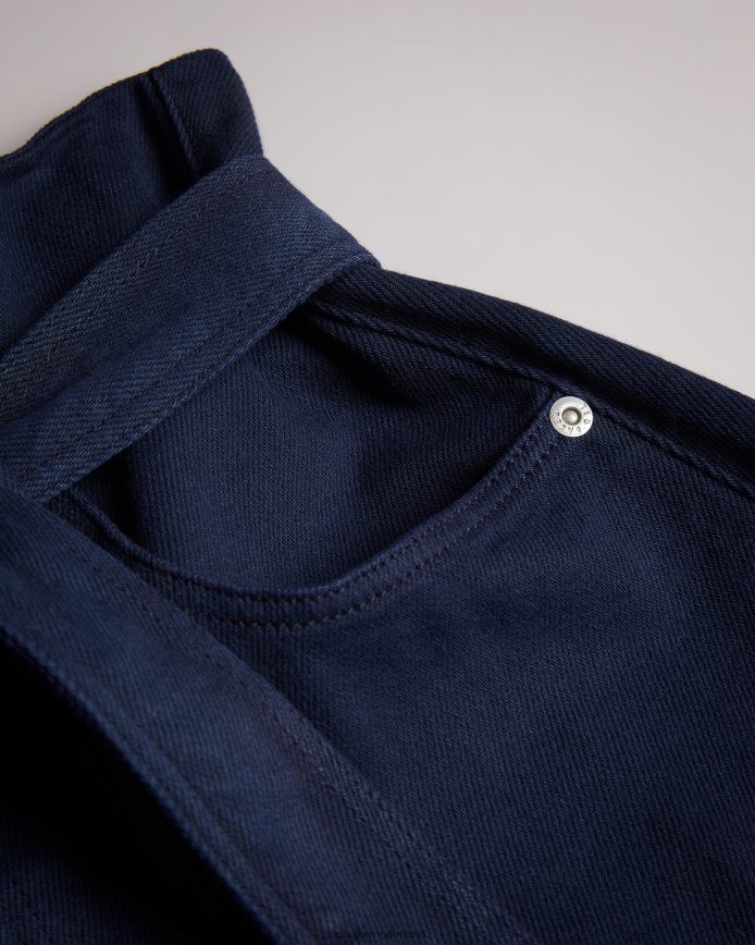 Ted Baker danikii zelfbindende denim shorts met hoge taille donkerblauw kleding vrouwen 6R02N352