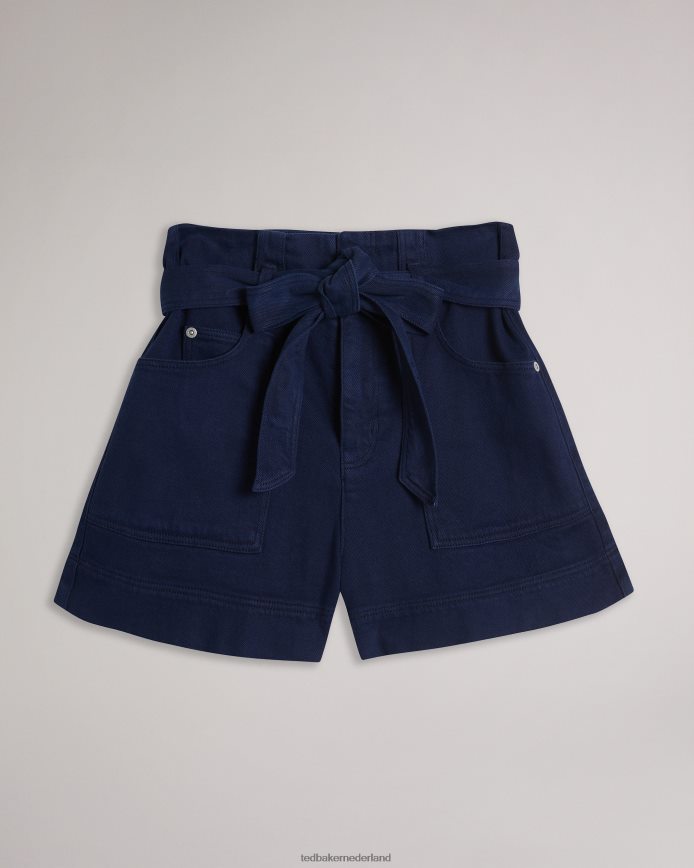 Ted Baker danikii zelfbindende denim shorts met hoge taille donkerblauw kleding vrouwen 6R02N352