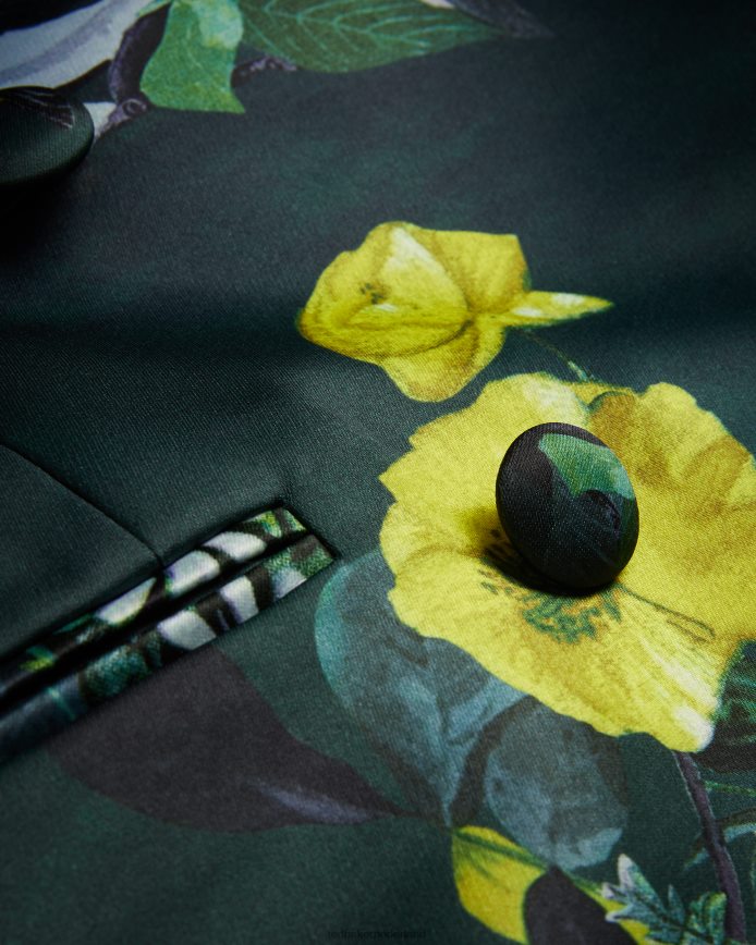 Ted Baker Aikaa bedrukt satijnen jasje met dubbele rij knopen donkergroen kleding vrouwen 6R02N248