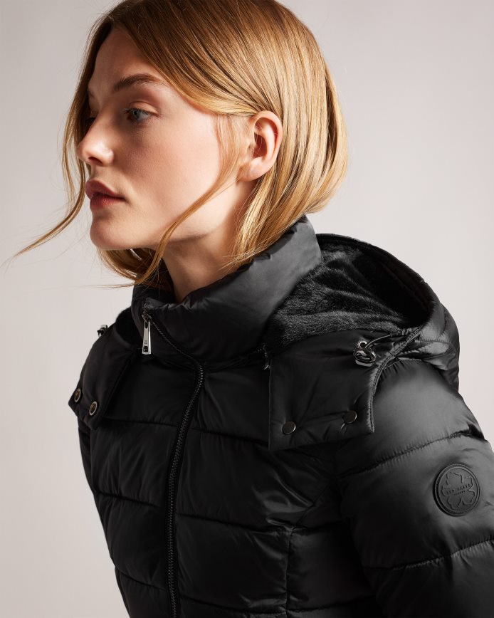 Ted Baker Aliciee lange gewatteerde regenbestendige jas zwart kleding vrouwen 6R02N348