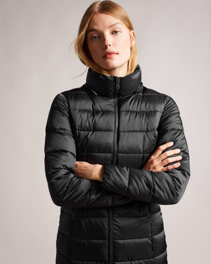 Ted Baker Aliciee lange gewatteerde regenbestendige jas zwart kleding vrouwen 6R02N348