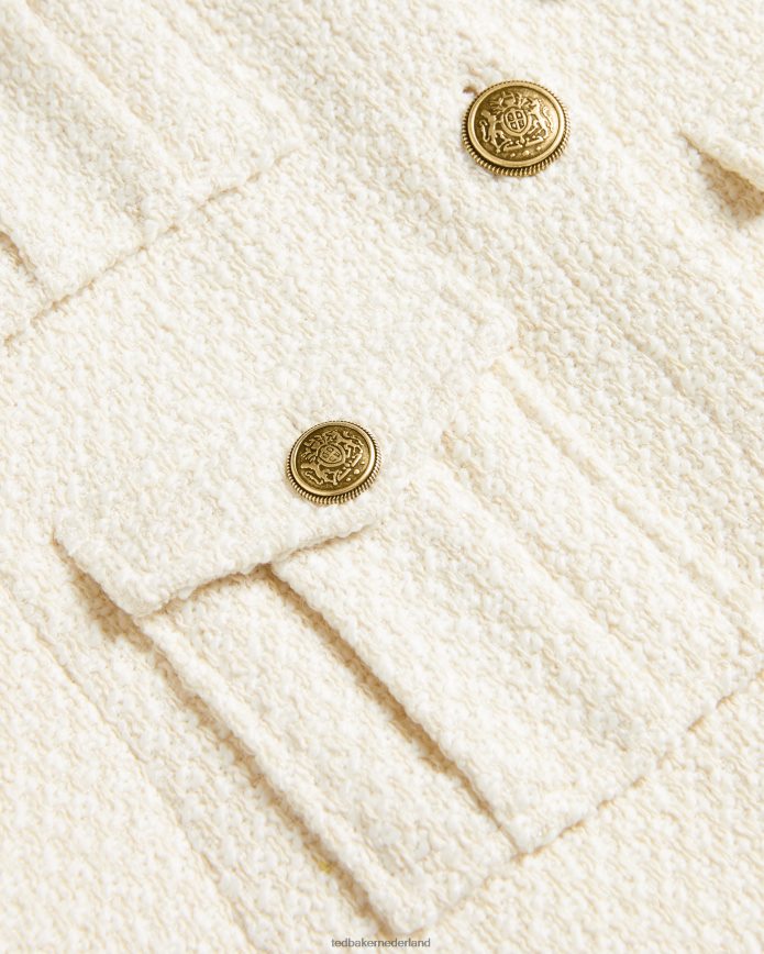 Ted Baker Cremla cropped bouclé jasje met knopen natuurlijk kleding vrouwen 6R02N126