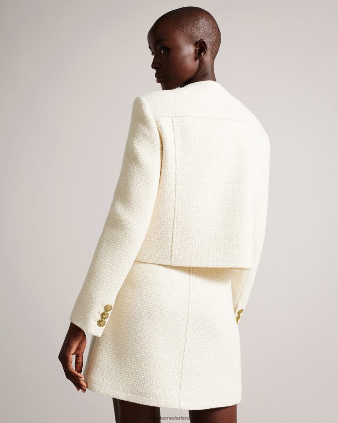 Ted Baker Cremla cropped bouclé jasje met knopen natuurlijk kleding vrouwen 6R02N126