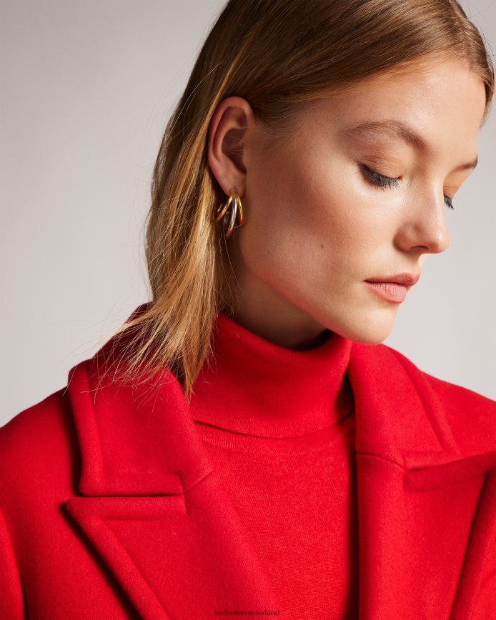 Ted Baker Frejia stadsjas met afneembaar banddetail rood kleding vrouwen 6R02N452