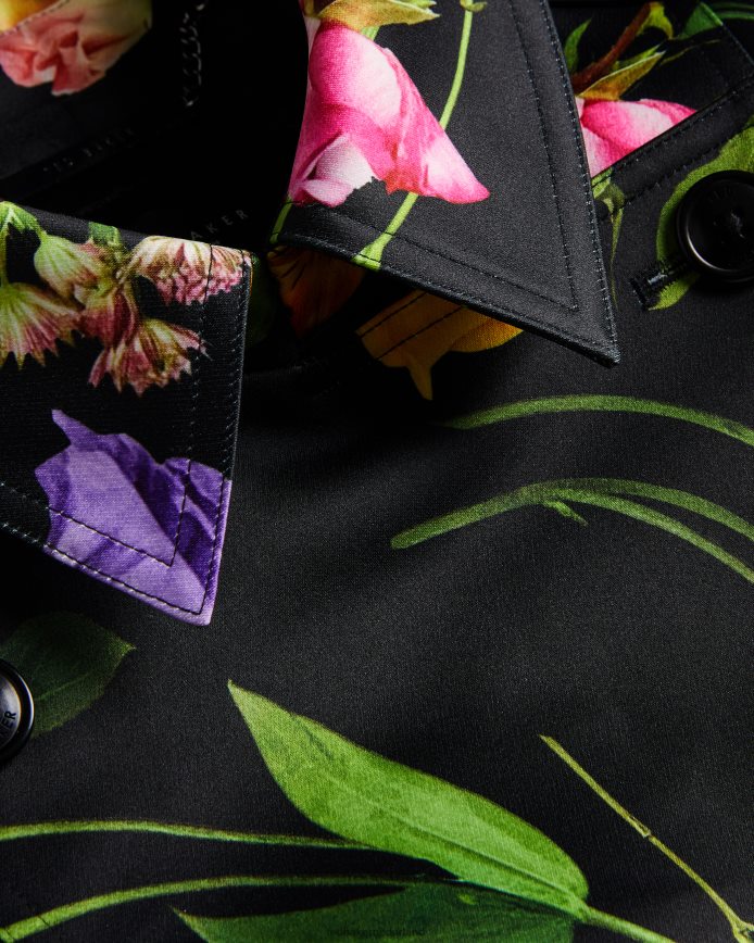Ted Baker Moiraa trenchcoat met dubbele rij knopen en bloemen zwart kleding vrouwen 6R02N358