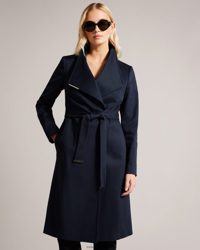 Ted Baker Rosina midi-lengte wikkeltrenchcoat donkerblauw kleding vrouwen 6R02N158
