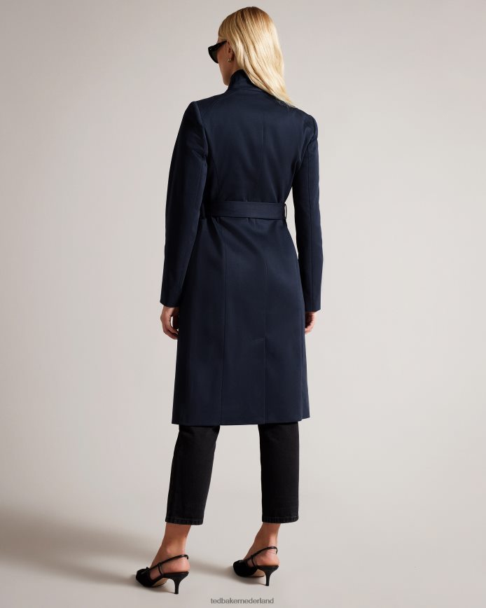 Ted Baker Rosina midi-lengte wikkeltrenchcoat donkerblauw kleding vrouwen 6R02N158