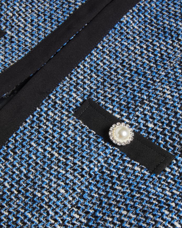 Ted Baker diniia bouclé jasje met v-hals donker marine kleding vrouwen 6R02N301