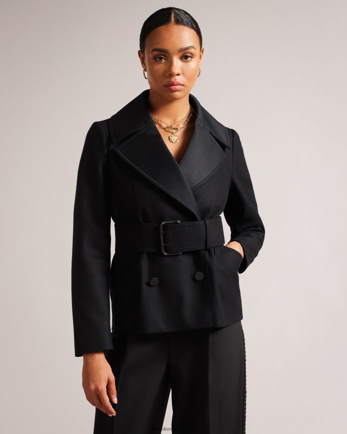 Ted Baker hadleya oversized peacoat met kraag en riem zwart kleding vrouwen 6R02N339