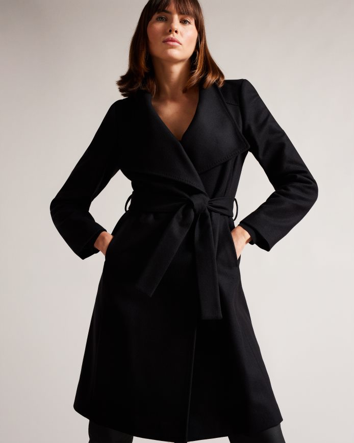 Ted Baker sandra midi-wollen wikkeljas pikzwart kleding vrouwen 6R02N525