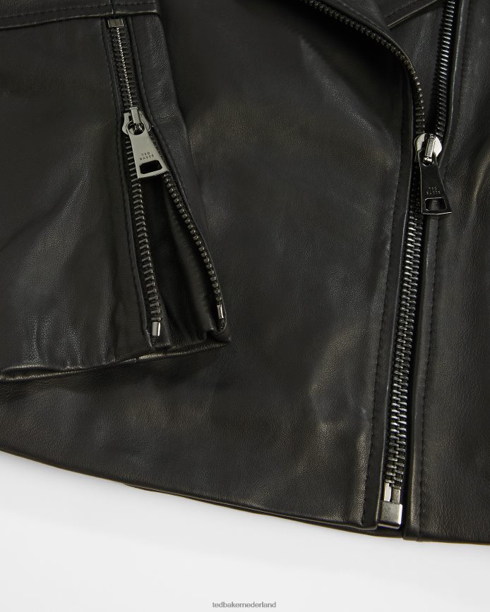 Ted Baker ssalli cropped leren bikerjack zwart kleding vrouwen 6R02N468