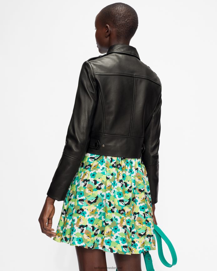 Ted Baker ssalli cropped leren bikerjack zwart kleding vrouwen 6R02N468