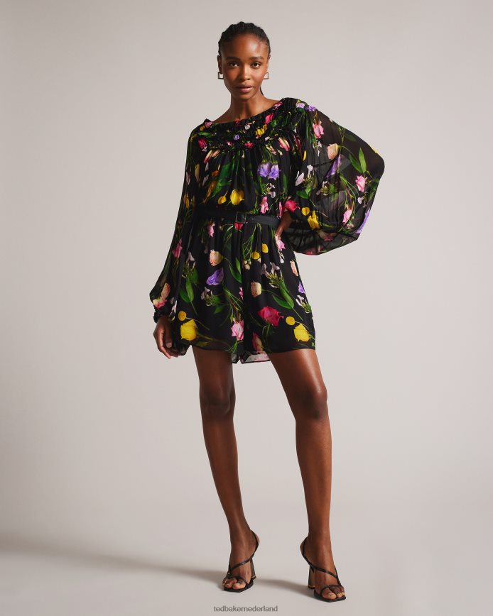 Ted Baker Brookii playsuit met ruches en blousonmouwen zwart kleding vrouwen 6R02N31