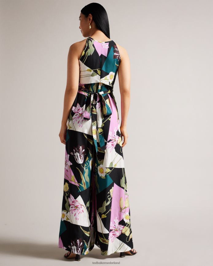 Ted Baker Maudee jumpsuit met halterhals en bloemenprint zwart kleding vrouwen 6R02N314
