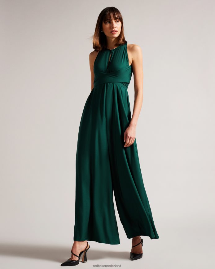 Ted Baker Meriahh jumpsuit met halternek en wikkellijfje donkergroen kleding vrouwen 6R02N168