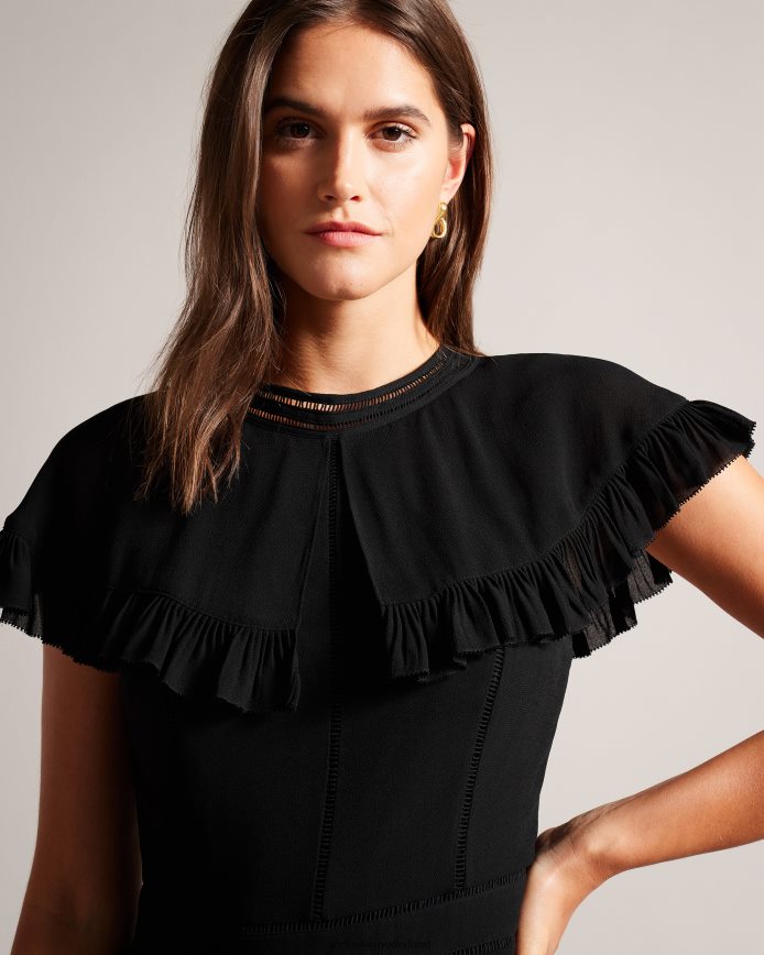 Ted Baker Olijfgroene cape-jumpsuit met ladderkantdetail zwart kleding vrouwen 6R02N57