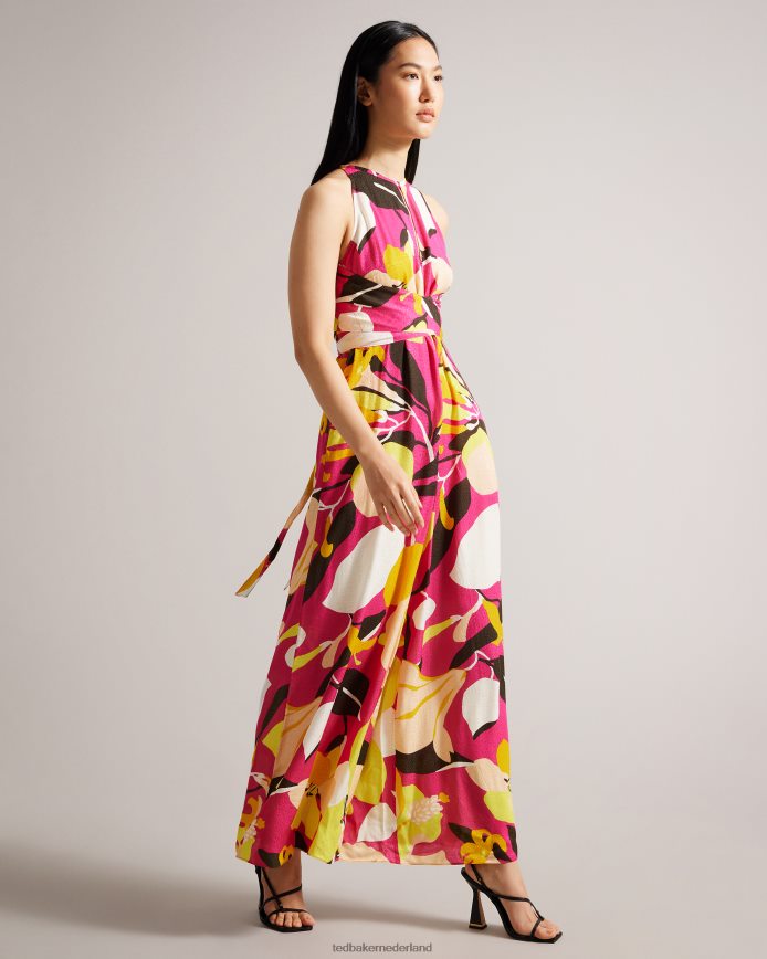 Ted Baker molliah jumpsuit met abstracte print en wikkellijfje fel roze kleding vrouwen 6R02N41