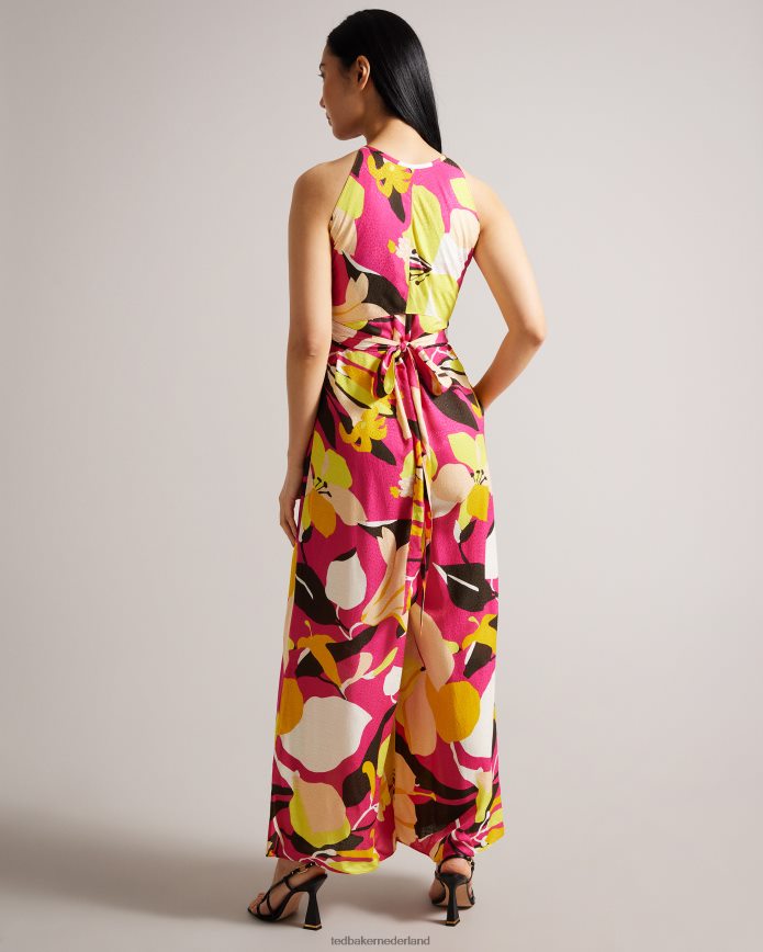 Ted Baker molliah jumpsuit met abstracte print en wikkellijfje fel roze kleding vrouwen 6R02N41