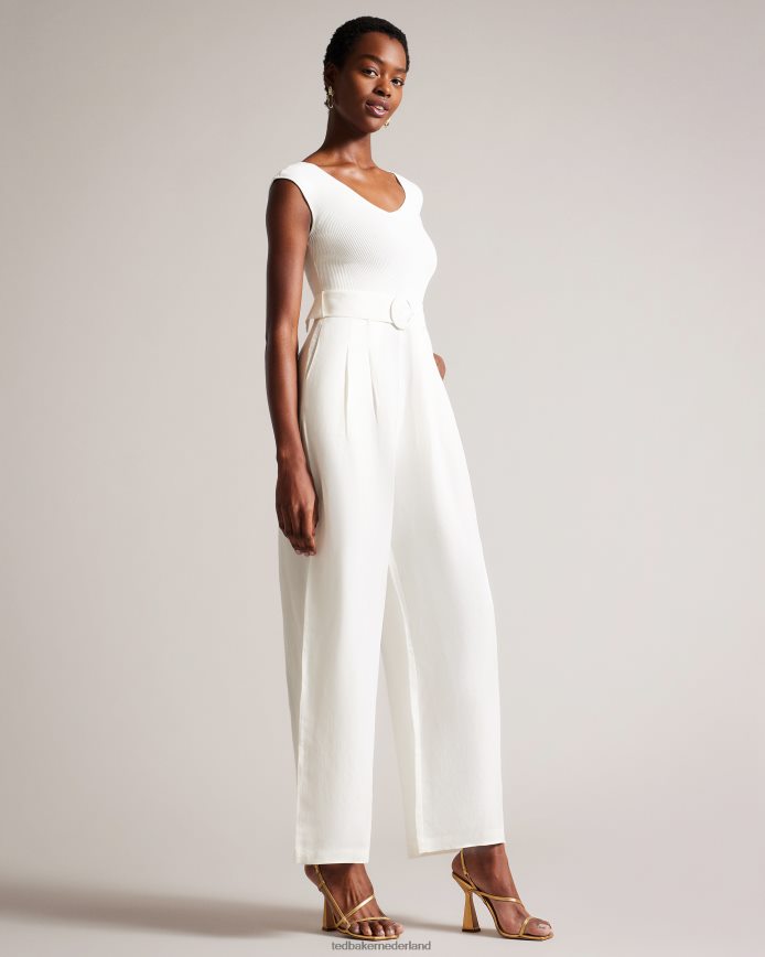 Ted Baker tabbiaa jumpsuit met wijd lijfje en wijde pijpen wit kleding vrouwen 6R02N189
