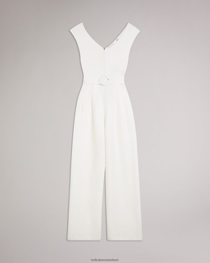 Ted Baker tabbiaa jumpsuit met wijd lijfje en wijde pijpen wit kleding vrouwen 6R02N189