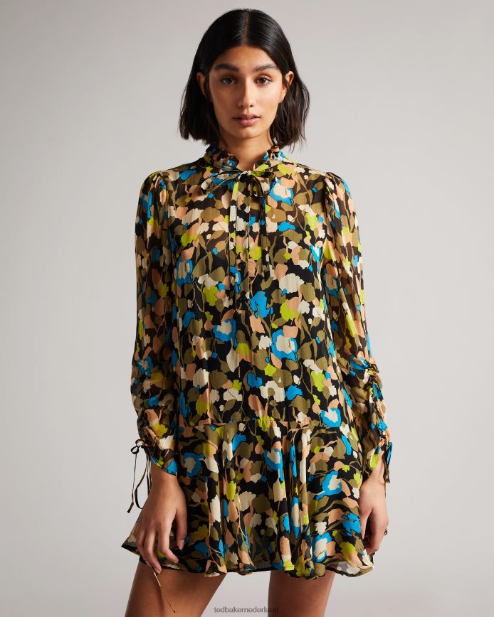 Ted Baker Hariiee mini-jurk met verlaagde taille en bloemenprint zwart kleding vrouwen 6R02N485