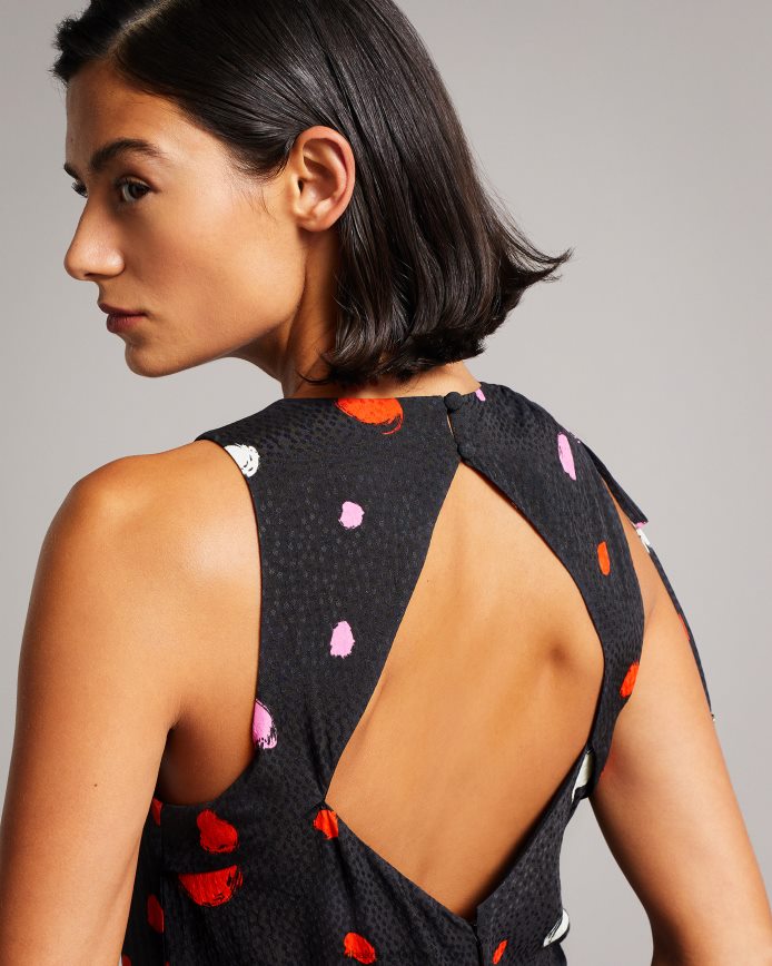 Ted Baker Lizzzee midi-jurk met ruches aan de zijkant zwart kleding vrouwen 6R02N535