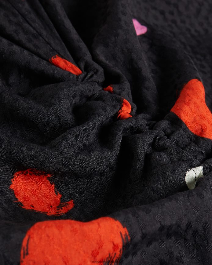 Ted Baker Lizzzee midi-jurk met ruches aan de zijkant zwart kleding vrouwen 6R02N535