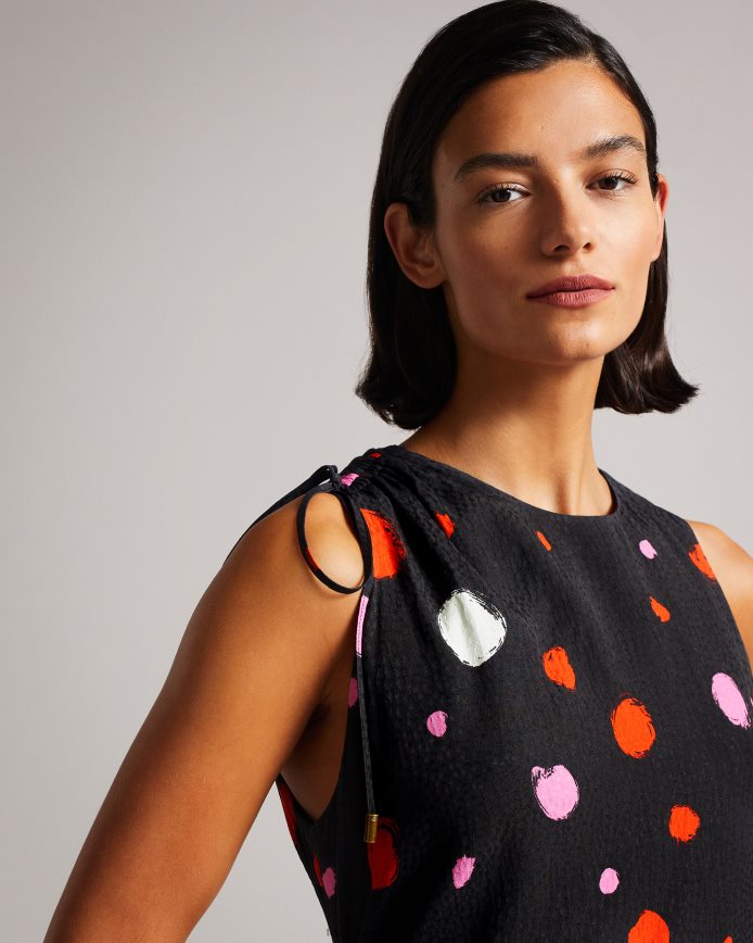 Ted Baker Lizzzee midi-jurk met ruches aan de zijkant zwart kleding vrouwen 6R02N535