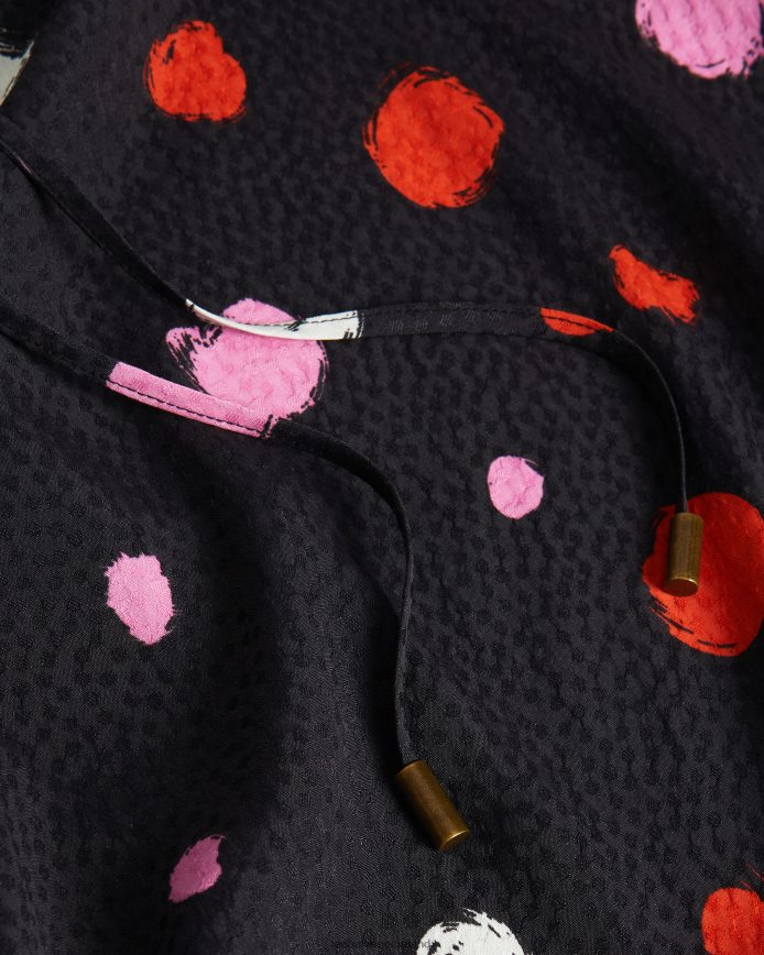 Ted Baker Lizzzee midi-jurk met ruches aan de zijkant zwart kleding vrouwen 6R02N535