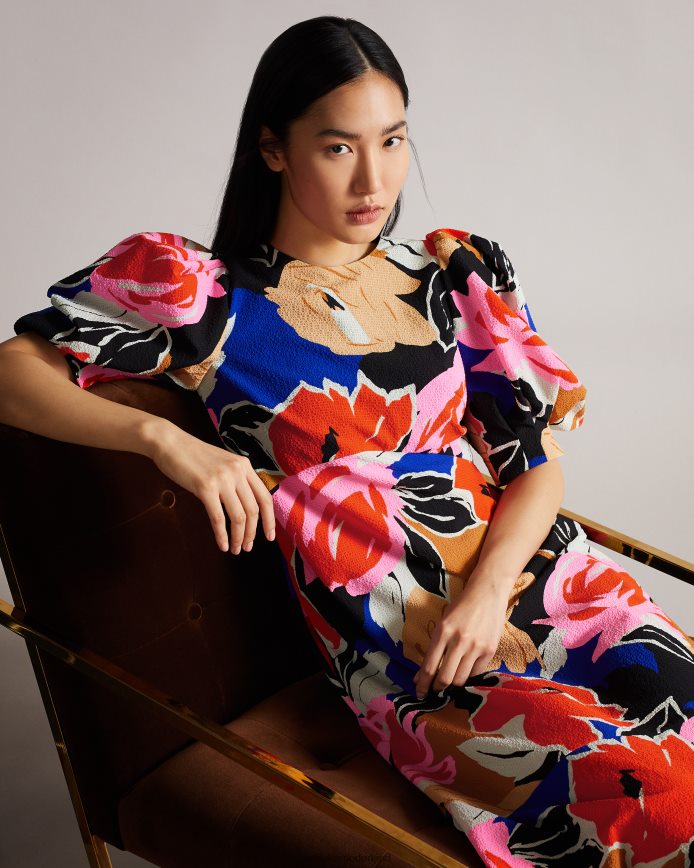 Ted Baker Midi-jurk met harpia bloemenprint zwart kleding vrouwen 6R02N503