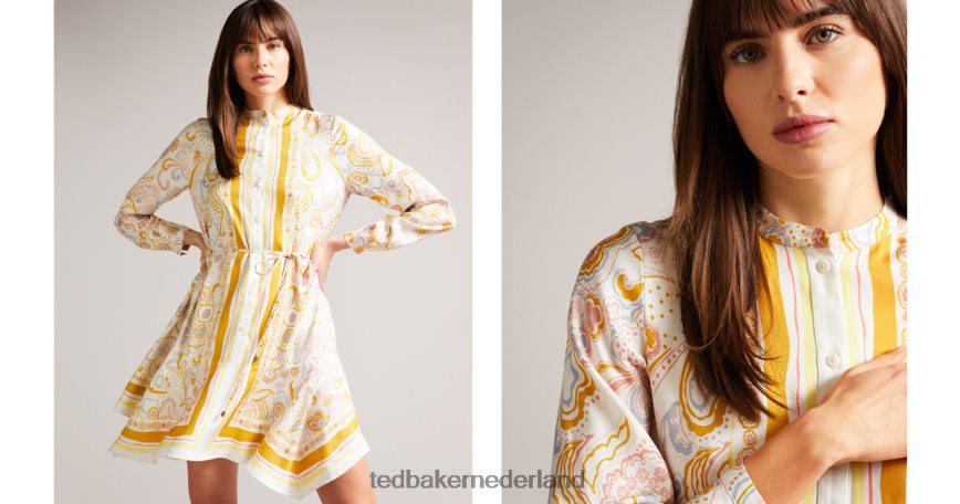 Ted Baker Paulita overhemdjurk met zakdoekzoom geel kleding vrouwen 6R02N493