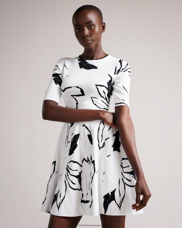 Ted Baker Savina jacquard skaterjurk wit kleding vrouwen 6R02N505