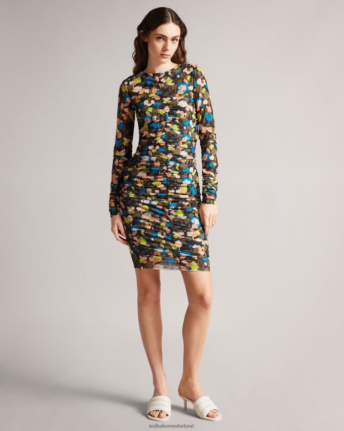 Ted Baker Ttinna jurk met ruches aan de voorkant zwart kleding vrouwen 6R02N507