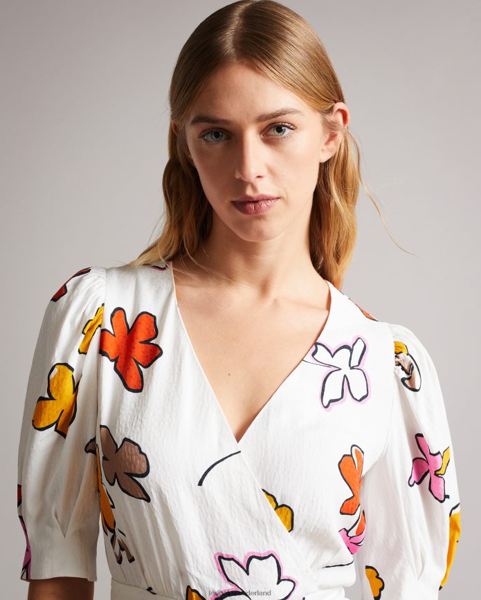 Ted Baker Wesllie mini-jurk met overslag aan de voorkant en print wit kleding vrouwen 6R02N544